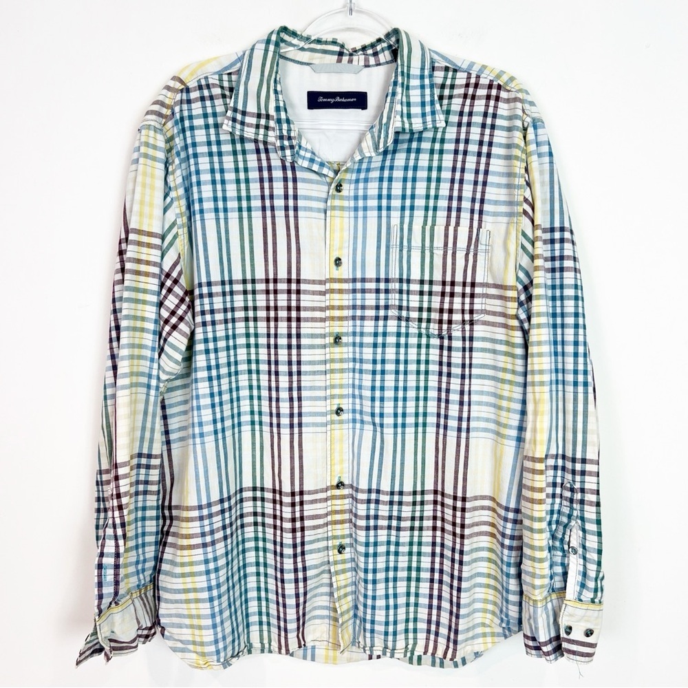 TOMMY BAHAMA RUM ISLAND SHIRT MULTICOLOR CHECK PATTERN BUTTON FRONT MENS XL - Picture 3 of 7